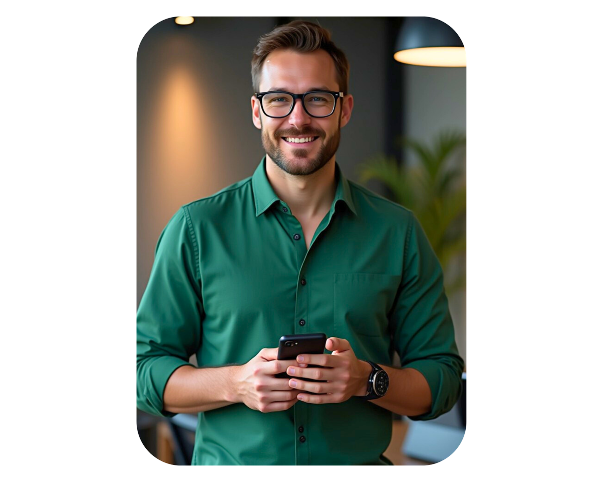 Homem usando celular para assinar documento digitalmente